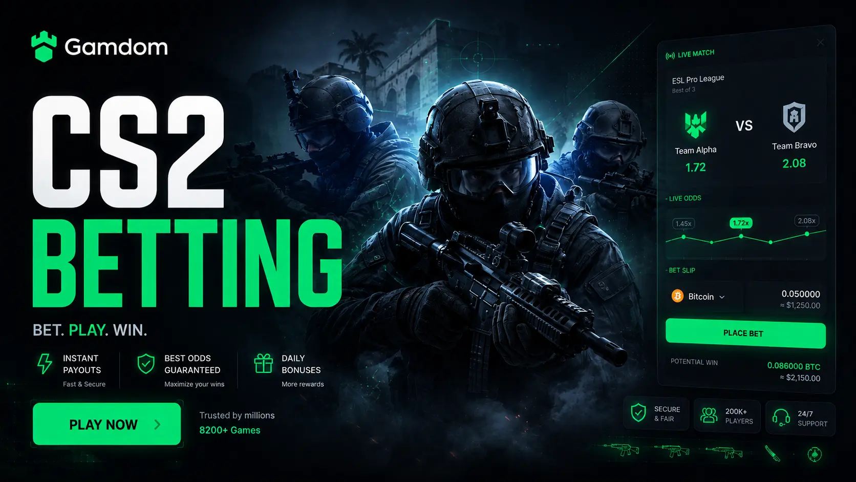 Gamdom CS2 betting promotional artwork